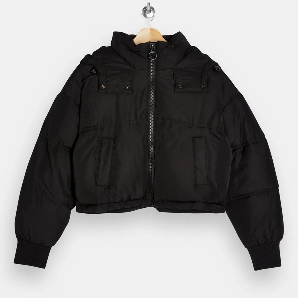 Topshop Sasha Puffer Jacket - Black